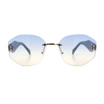 Womens Classic Luxury Diva Rimless Designer Oval Fashion Sunglasses