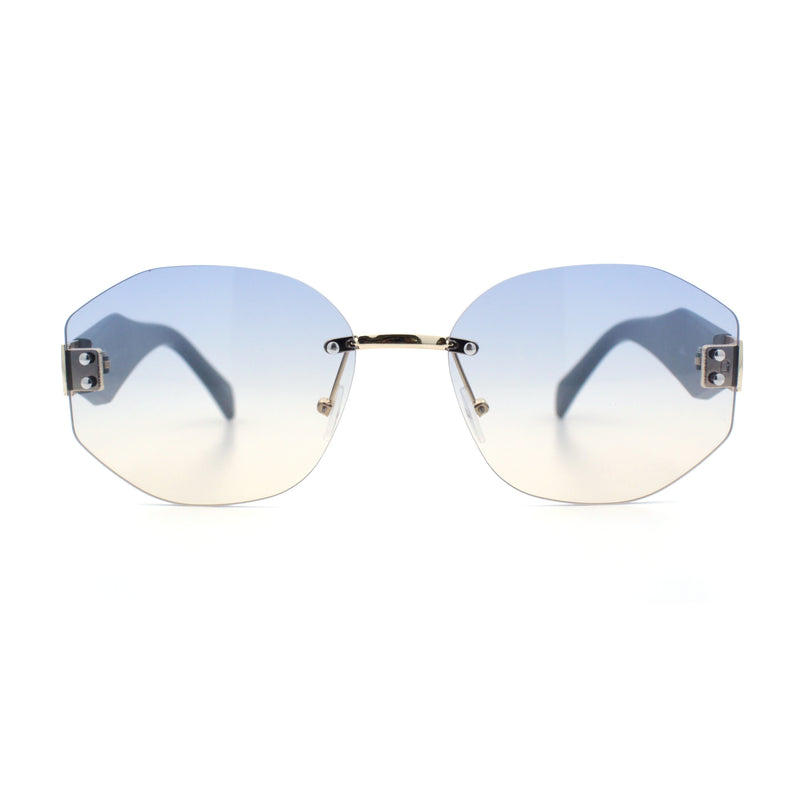 Womens Classic Luxury Diva Rimless Designer Oval Fashion Sunglasses
