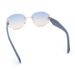 Womens Classic Luxury Diva Rimless Designer Oval Fashion Sunglasses