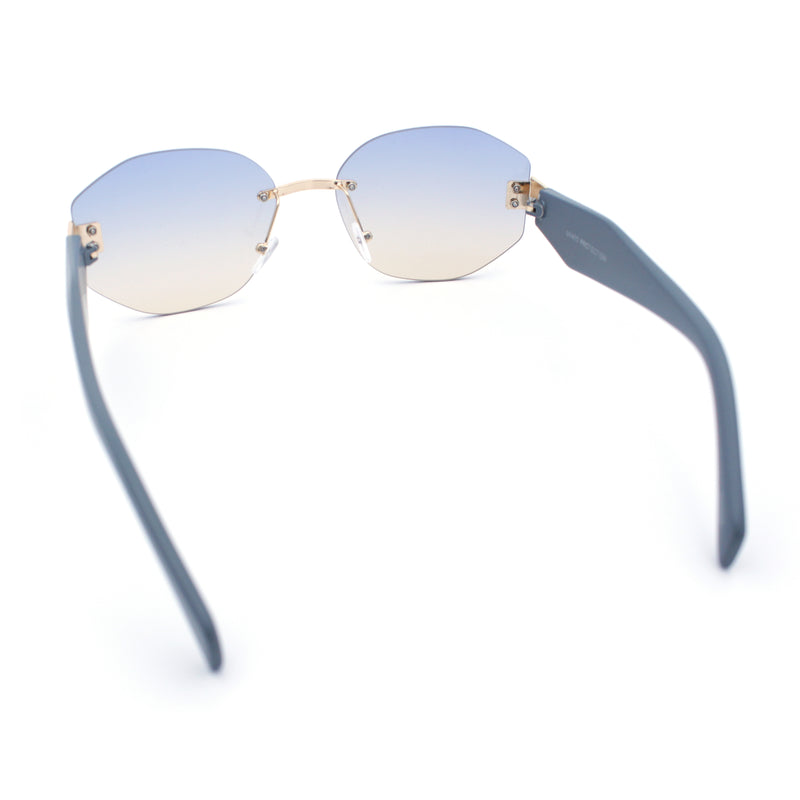 Womens Classic Luxury Diva Rimless Designer Oval Fashion Sunglasses