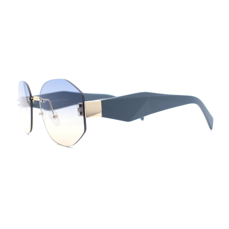 Womens Classic Luxury Diva Rimless Designer Oval Fashion Sunglasses