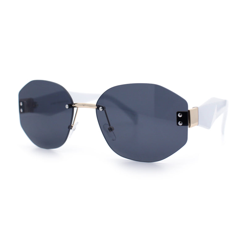 Womens Classic Luxury Diva Rimless Designer Oval Fashion Sunglasses