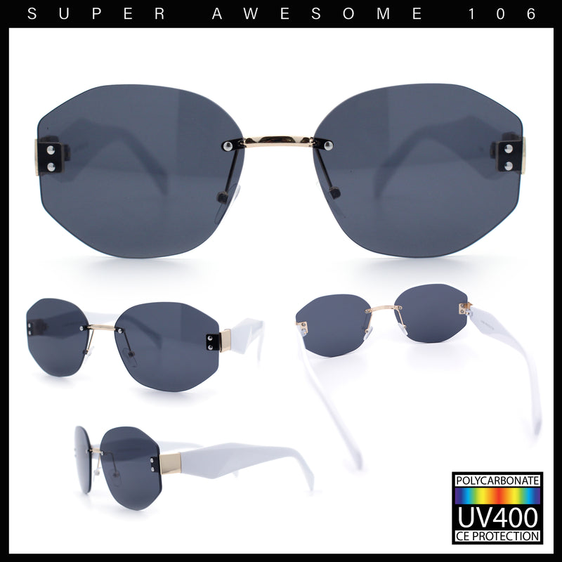 Womens Classic Luxury Diva Rimless Designer Oval Fashion Sunglasses