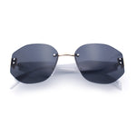 Womens Classic Luxury Diva Rimless Designer Oval Fashion Sunglasses