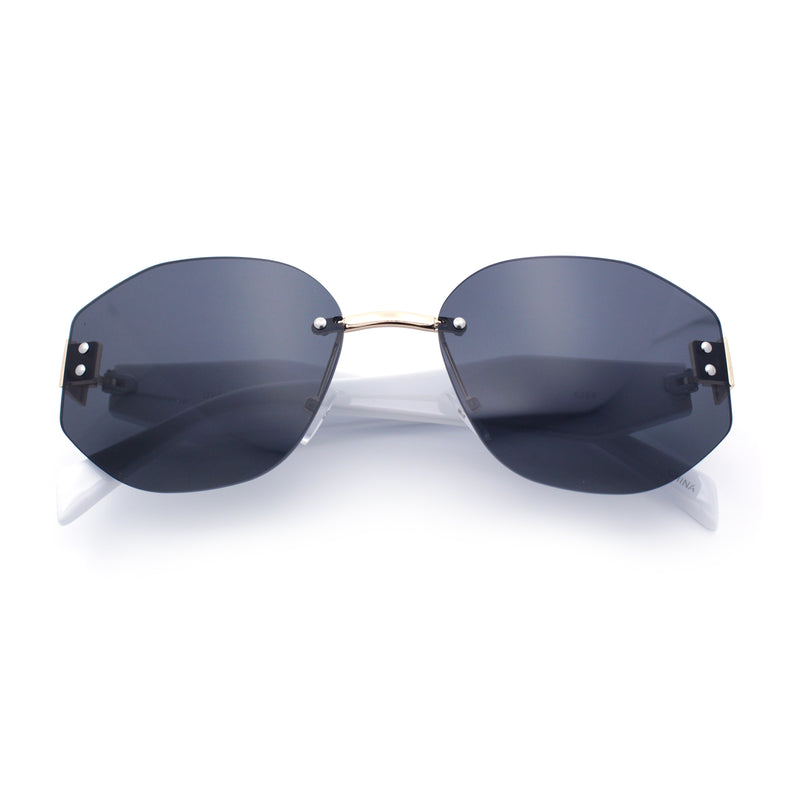Womens Classic Luxury Diva Rimless Designer Oval Fashion Sunglasses