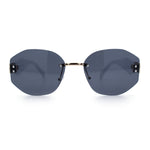 Womens Classic Luxury Diva Rimless Designer Oval Fashion Sunglasses