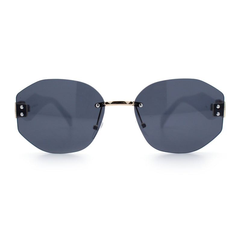 Womens Classic Luxury Diva Rimless Designer Oval Fashion Sunglasses