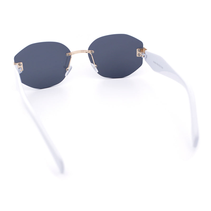 Womens Classic Luxury Diva Rimless Designer Oval Fashion Sunglasses