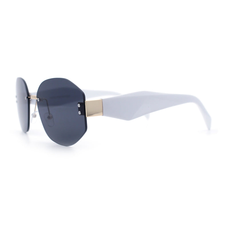 Womens Classic Luxury Diva Rimless Designer Oval Fashion Sunglasses