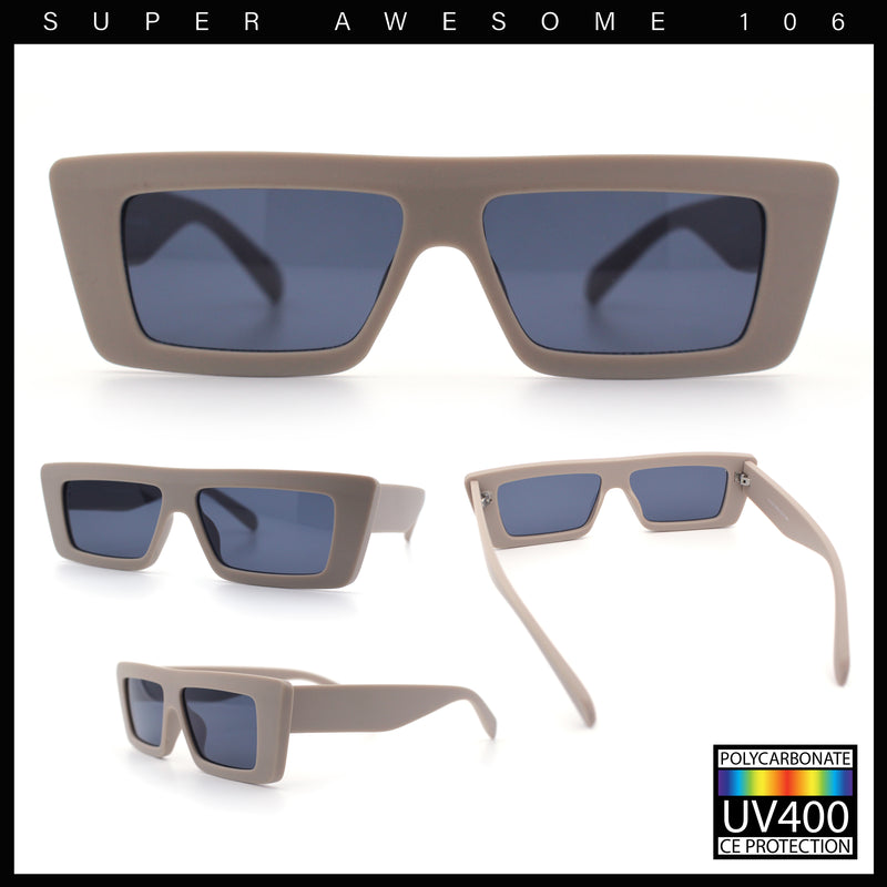Womens Minimal Rectangle Cat Eye Retro Thick Plastic Urban Sunglasses