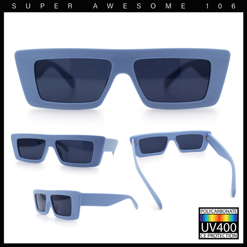 Womens Minimal Rectangle Cat Eye Retro Thick Plastic Urban Sunglasses