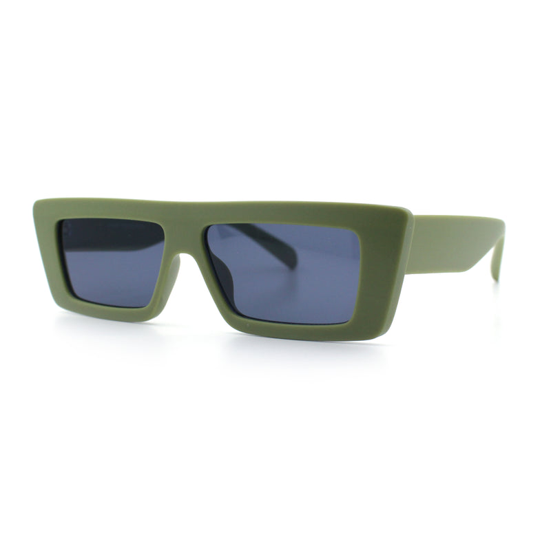 Womens Minimal Rectangle Cat Eye Retro Thick Plastic Urban Sunglasses