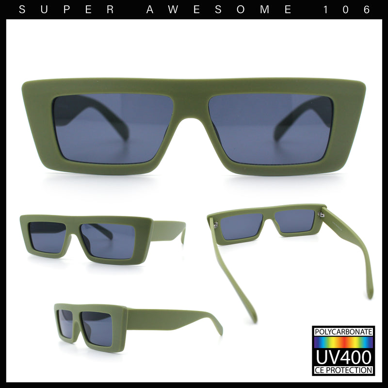 Womens Minimal Rectangle Cat Eye Retro Thick Plastic Urban Sunglasses