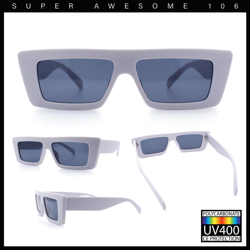Womens Minimal Rectangle Cat Eye Retro Thick Plastic Urban Sunglasses