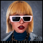Womens Minimal Rectangle Cat Eye Retro Thick Plastic Urban Sunglasses