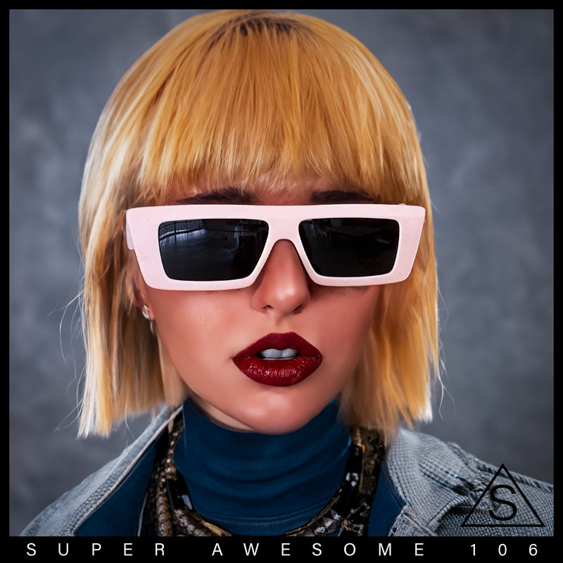 Womens Minimal Rectangle Cat Eye Retro Thick Plastic Urban Sunglasses