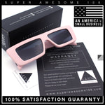 Womens Minimal Rectangle Cat Eye Retro Thick Plastic Urban Sunglasses