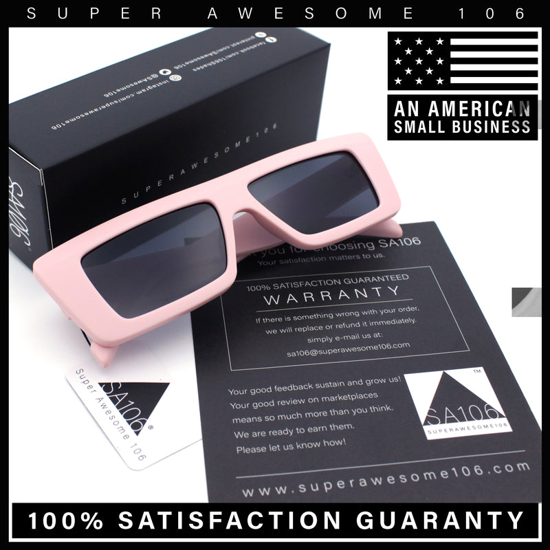 Womens Minimal Rectangle Cat Eye Retro Thick Plastic Urban Sunglasses
