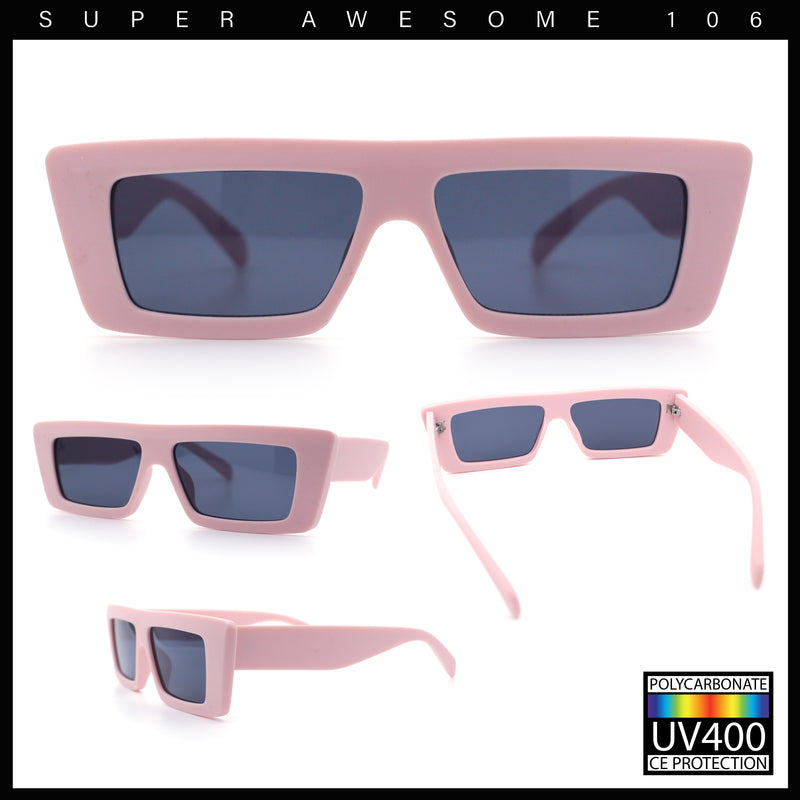Womens Minimal Rectangle Cat Eye Retro Thick Plastic Urban Sunglasses