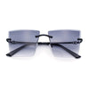 Womens Beveled Large Square Rectangle Rimless Cat Eye Luxury Sunglasses