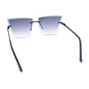 Womens Beveled Large Square Rectangle Rimless Cat Eye Luxury Sunglasses