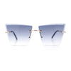Womens Beveled Large Square Rectangle Rimless Cat Eye Luxury Sunglasses