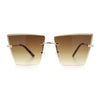 Womens Beveled Large Square Rectangle Rimless Cat Eye Luxury Sunglasses