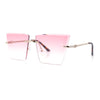 Womens Beveled Large Square Rectangle Rimless Cat Eye Luxury Sunglasses