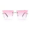 Womens Beveled Large Square Rectangle Rimless Cat Eye Luxury Sunglasses