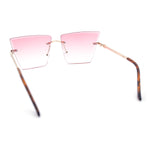 Womens Beveled Large Square Rectangle Rimless Cat Eye Luxury Sunglasses