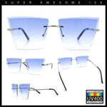 Womens Beveled Large Square Rectangle Rimless Cat Eye Luxury Sunglasses
