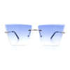 Womens Beveled Large Square Rectangle Rimless Cat Eye Luxury Sunglasses