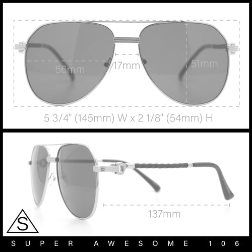 Mens Classic Luxury Mogul Tear Drop Shape Offcer Metal Rim Racer Sunglasses