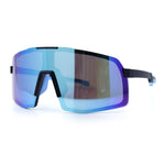 Mens Polarized Oversized Large Shield Monoblock Plastic Sport Sunglasses