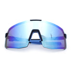 Mens Polarized Oversized Large Shield Monoblock Plastic Sport Sunglasses