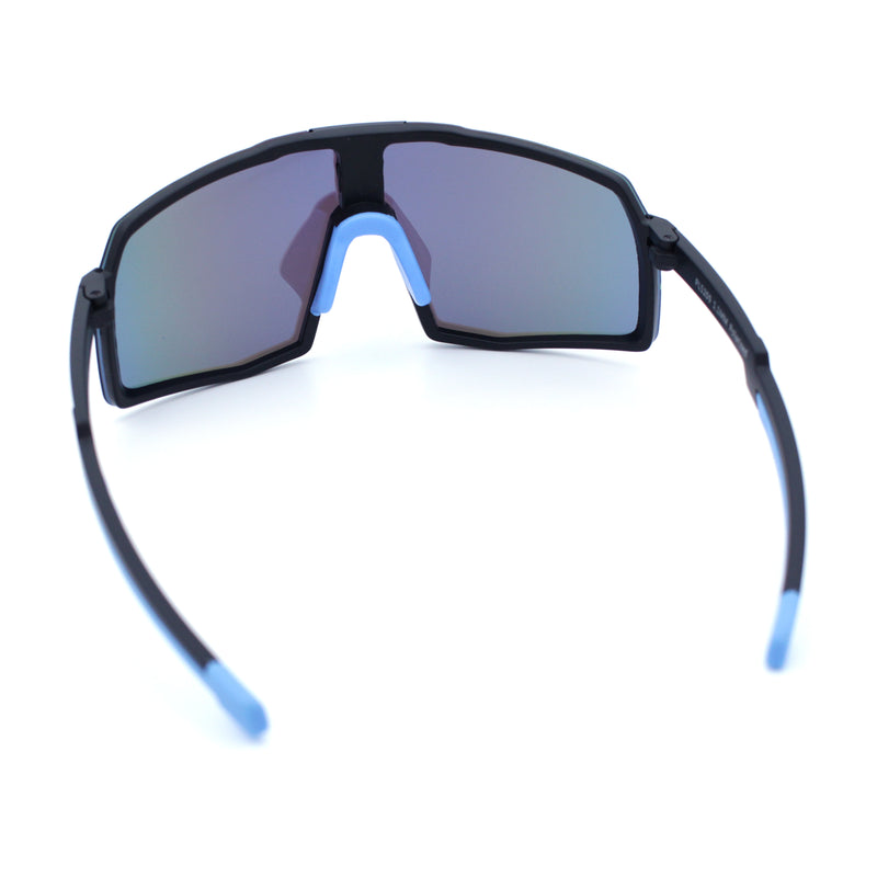 Mens Polarized Oversized Large Shield Monoblock Plastic Sport Sunglasses