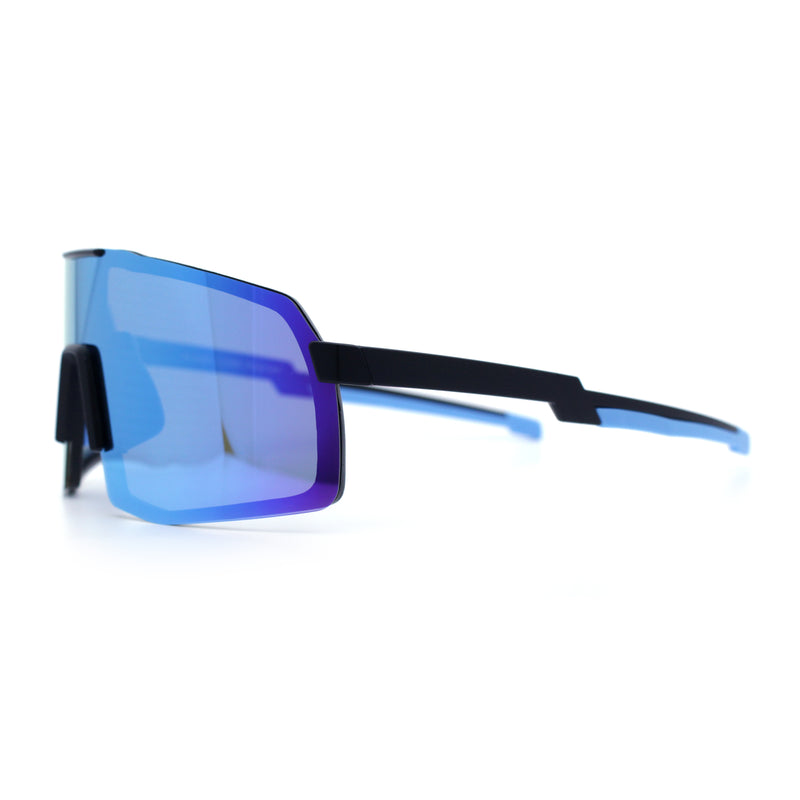 Mens Polarized Oversized Large Shield Monoblock Plastic Sport Sunglasses