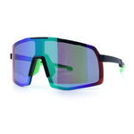 Mens Polarized Oversized Large Shield Monoblock Plastic Sport Sunglasses