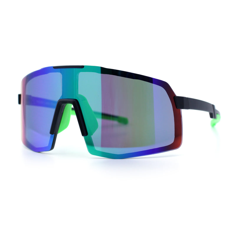 Mens Polarized Oversized Large Shield Monoblock Plastic Sport Sunglasses