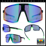 Mens Polarized Oversized Large Shield Monoblock Plastic Sport Sunglasses