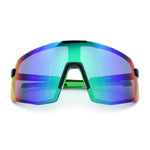 Mens Polarized Oversized Large Shield Monoblock Plastic Sport Sunglasses