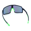 Mens Polarized Oversized Large Shield Monoblock Plastic Sport Sunglasses