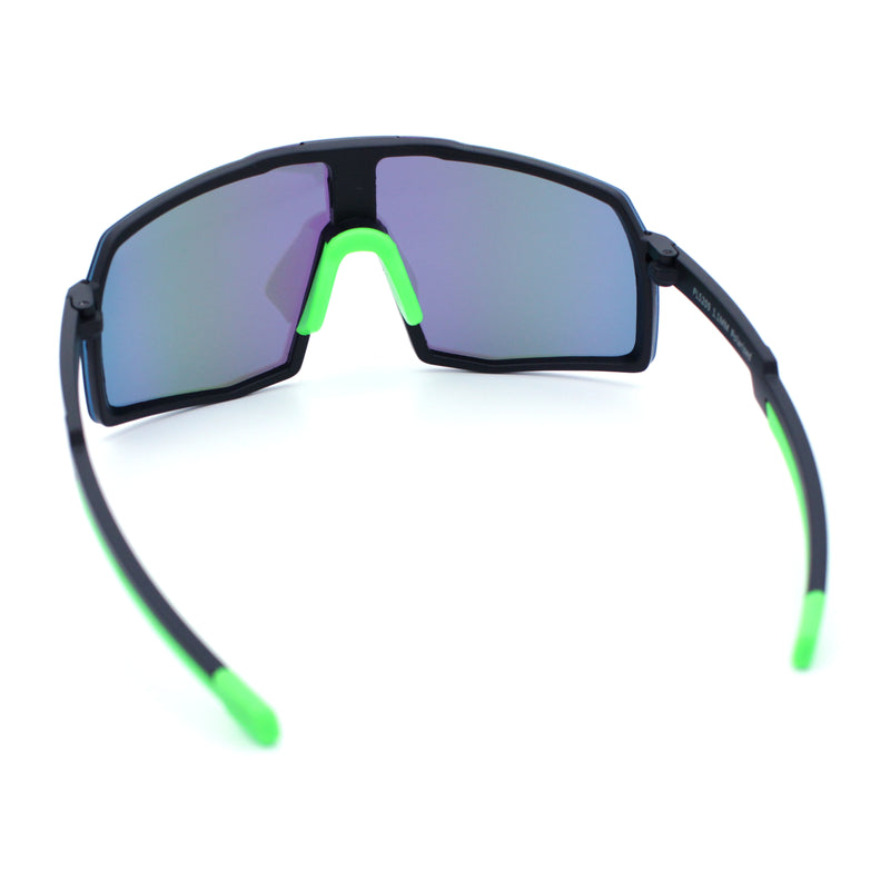 Mens Polarized Oversized Large Shield Monoblock Plastic Sport Sunglasses