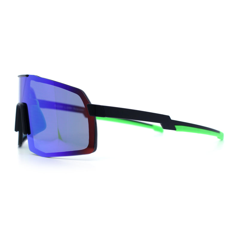 Mens Polarized Oversized Large Shield Monoblock Plastic Sport Sunglasses