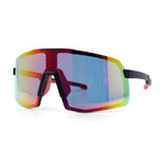 Mens Polarized Oversized Large Shield Monoblock Plastic Sport Sunglasses