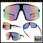 Mens Polarized Oversized Large Shield Monoblock Plastic Sport Sunglasses