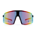 Mens Polarized Oversized Large Shield Monoblock Plastic Sport Sunglasses