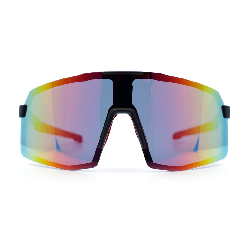 Mens Polarized Oversized Large Shield Monoblock Plastic Sport Sunglasses
