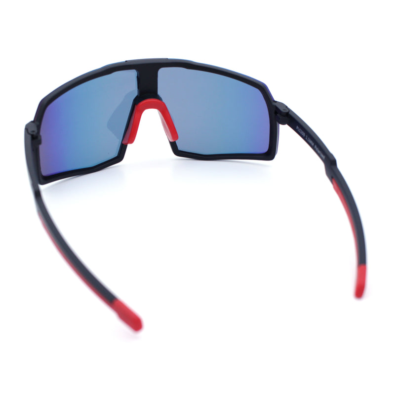 Mens Polarized Oversized Large Shield Monoblock Plastic Sport Sunglasses
