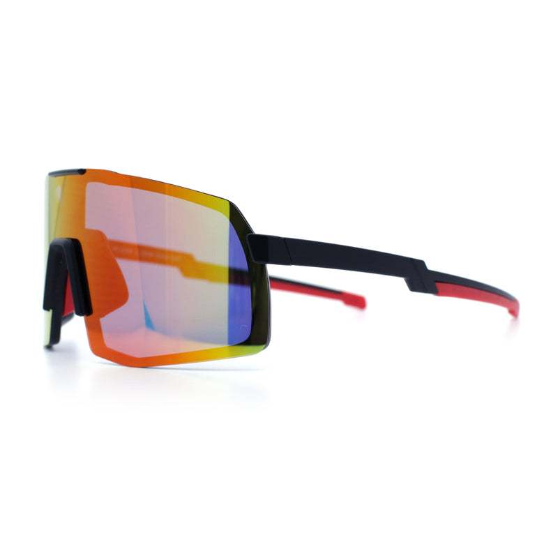 Mens Polarized Oversized Large Shield Monoblock Plastic Sport Sunglasses